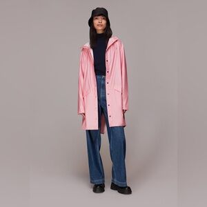 NWT Rains Long Jacket In Color Pink Sky Size Unisex Medium